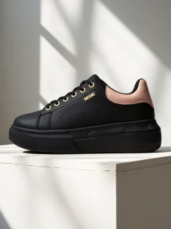 Damskie sneakersy Callista Royalfashion czarne platformy ekoskóra