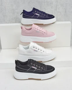 Damskie sneakersy Callista na platformie granatowe tkanina wiosna-lato