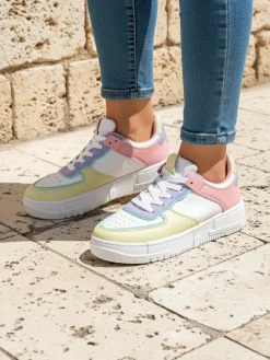 Damskie sneakersy Elektra Pastello - wielokolorowe skóra ekologiczna wiosna