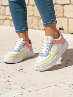 Damskie sneakersy Elektra Pastello - wielokolorowe skóra ekologiczna wiosna