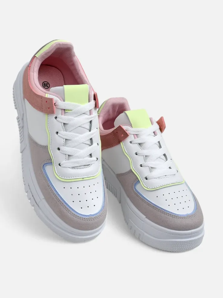 Damskie sneakersy Hypatia Pastello jasny szary skóra eko wiosna 4cm