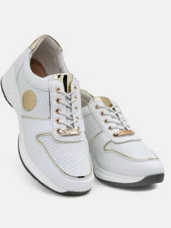 Damskie sneakersy koturny Calista Athena białe skóra ekologiczna