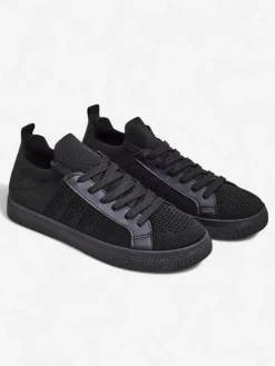 Damskie sneakersy Livia Nero – czarne tenisówki z tkaniny i ekoskóry na płaskiej podeszwie