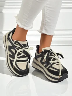 Damskie sneakersy platformowe Selene Nero ze skóry ekologicznej czarne