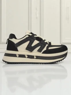 Damskie sneakersy platformowe Selene Nero ze skóry ekologicznej czarne