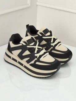 Damskie sneakersy platformowe Selene Nero ze skóry ekologicznej czarne