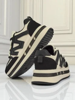 Damskie sneakersy platformowe Selene Nero ze skóry ekologicznej czarne