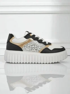 Damskie sneakersy Royalfashion Callista platforma czarne skóra eko rozmiar 40