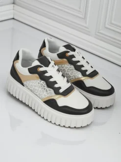 Damskie sneakersy Royalfashion Callista platforma czarne skóra eko rozmiar 40