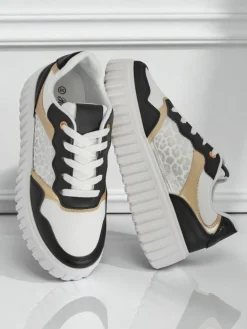 Damskie sneakersy Royalfashion Callista platforma czarne skóra eko rozmiar 40