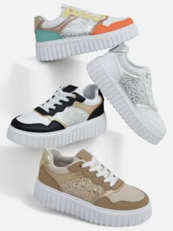 Damskie sneakersy Royalfashion Callista platforma czarne skóra eko rozmiar 40