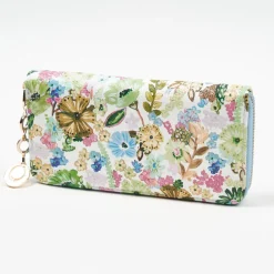 Duży biały damski kwiecisty portfel - Akcesoria
