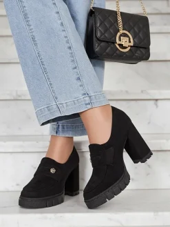 Eleganckie Czarne Buty Anitka z Ekoskóry