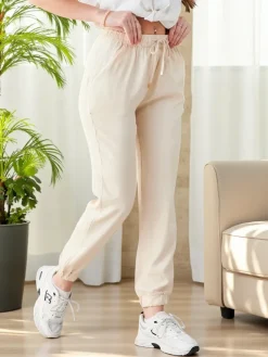 Eleganckie Joggery Damskie Aura Beżowe Lyocell - Komfort i Styl na Kazdy Dzien