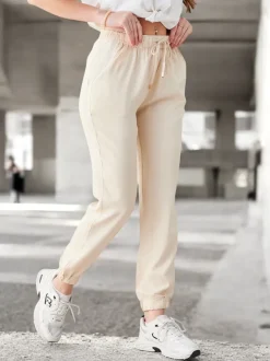 Eleganckie Joggery Damskie Aura Beżowe Lyocell - Komfort i Styl na Kazdy Dzien