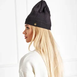 Granatowa ocieplana czapka unisex - Akcesoria