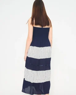 Granatowa sukienka w groszki PLUS SIZE - Odzież