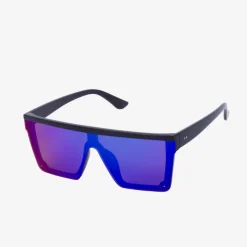 Granatowe damskie kwadratowe okulary przeciwsłoneczne z holograficznym wykończeniem - Akcesoria