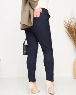 Granatowe damskie ocieplane spodnie typu tregginsy PLUS SIZE - Odzież