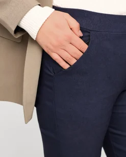 Granatowe damskie ocieplane spodnie typu tregginsy PLUS SIZE - Odzież