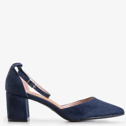 Granatowe damskie sandały na słupku Rumila - Obuwie