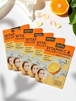 Haokali- Maseczka do twarzy z Witaminą C-i kolagenem- nawilża, rozświetla i tonuje