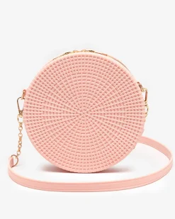 Jasnoróżowa damska torebka z tłoczeniem - Akcesoria