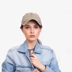 Jeansowa damska czapka z daszkiem w kolorze khaki - Akcesoria