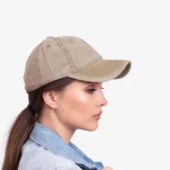 Jeansowa damska czapka z daszkiem w kolorze khaki - Akcesoria