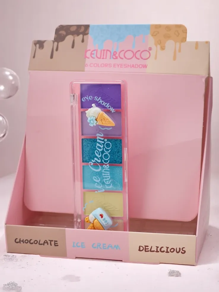 Kevin&Coco Paletka 6 cieni do powiek z brokatem Ice Cream