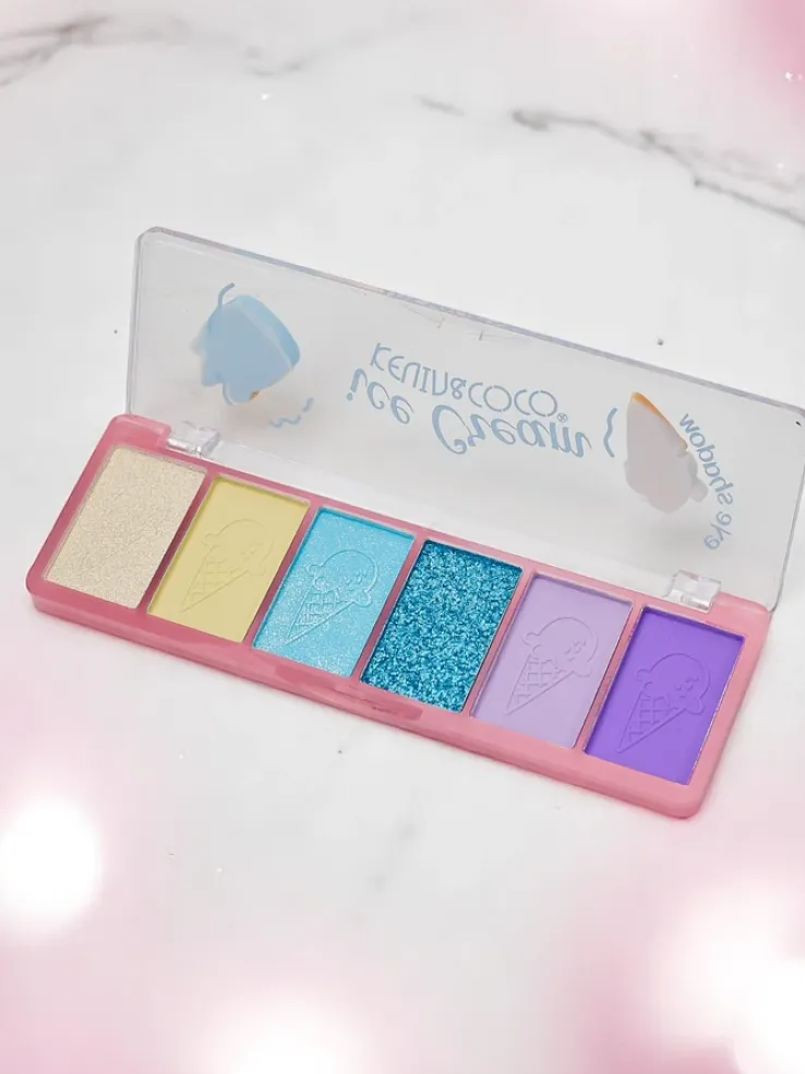 Kevin&Coco Paletka 6 cieni do powiek z brokatem Ice Cream