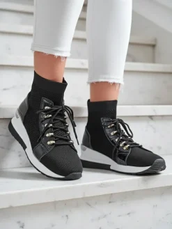 Klasczne Sneakersy Giulietta Czarne na Koturnie