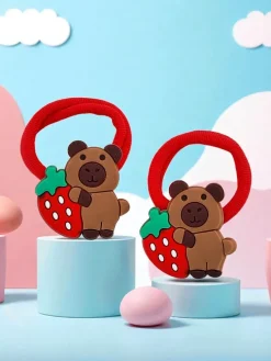 Kolorowe gumki do włosów z motywem misia