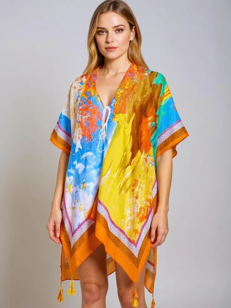 Kolorowe Pareo Callista by Royalfashion – Zwiewna Sukienka plażowa do kolan