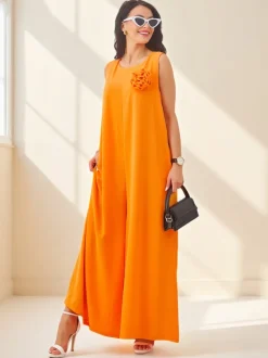 Kombinezon Callisto Pomaranczowy – Nowoczesna Elegancja z Wiskozy na Lato