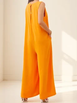 Kombinezon Callisto Pomaranczowy – Nowoczesna Elegancja z Wiskozy na Lato