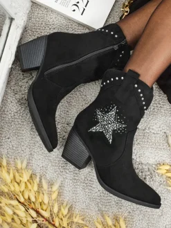 Kowbojki damskie na obcasie z ozdobną gwiazdką z cyrkonii FableStray