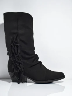 Kowbojki damskie na obcasie z frędzelkami Selva