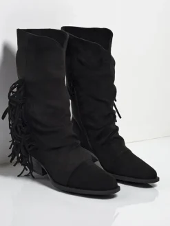 Kowbojki damskie na obcasie z frędzelkami Selva