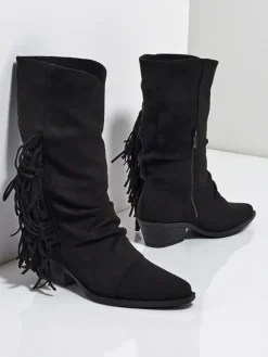 Kowbojki damskie na obcasie z frędzelkami Selva