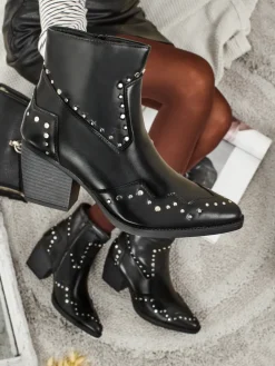 Kowbojki damskie na obcasie z dżetami Glaciere