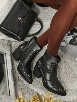 Kowbojki damskie na obcasie z dżetami Glaciere