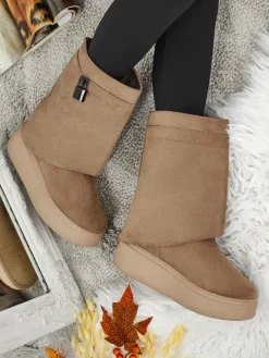 Krótkie buty a'la śniegowce damskie z dopinaną cholewką Elizze