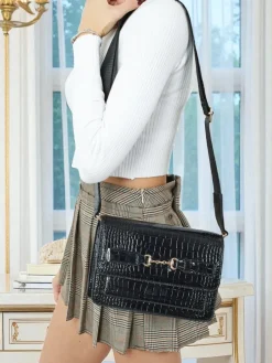 Lakierowana mała damska torebka z eko skóry Lunisse