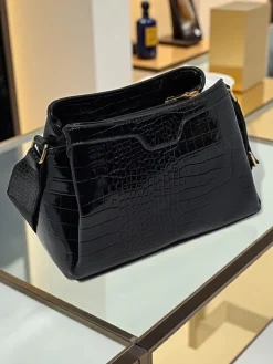 Lakierowana mała damska torebka z eko skóry Midnight Fern