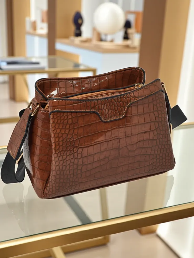 Lakierowana mała damska torebka z eko skóry Midnight Fern