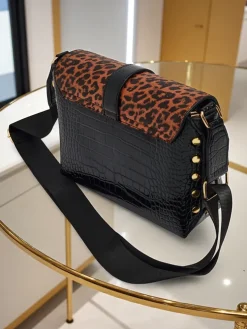 Lakierowana mała damska torebka z eko skóry Panthere Mist