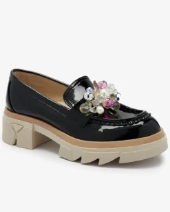 Livia Elegante - Czarne Luksusowe Mokasyny na Płaskim Obcasie