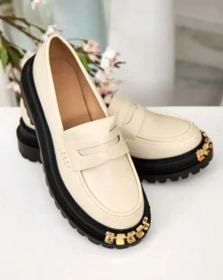 Loafersy Damskie Aurelia Beżowe na Platformie 5cm - Stylowe i Wygodne