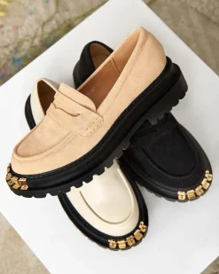 Loafersy Damskie Aurelia Beżowe na Platformie 5cm - Stylowe i Wygodne